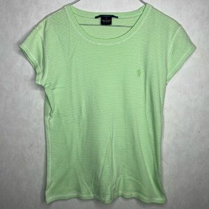 Vintage Polo Ralph Lauren Coastal Cowgirl Lime Green Striped Shirt Y2K